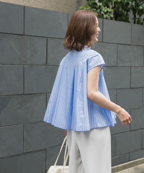 URBAN RESEARCH DOORS(アーバンリサーチドアーズ)の「ストライプリボンフレアフレンチブラウス(シャツ/ブラウス・レディース・ブルー系その他/オフホワイト・MEDIUM)」の10枚目の写真