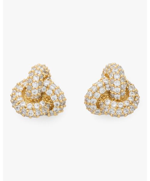 kate spade new york(ケイトスペード ニューヨーク)の「ダブル ノット パヴェ ピアス(ピアス(両耳用)・レディース・ベージュ・ONESIZE)」の1枚目の写真