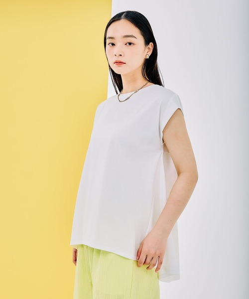 LEPSIM（レプシィム）の「バックデザインフレンチスリーブ　290768（Tシャツ/カットソー・レディース・チャコールグレー/オフホワイト/イエロー系その他・FREE）」の2枚目の写真