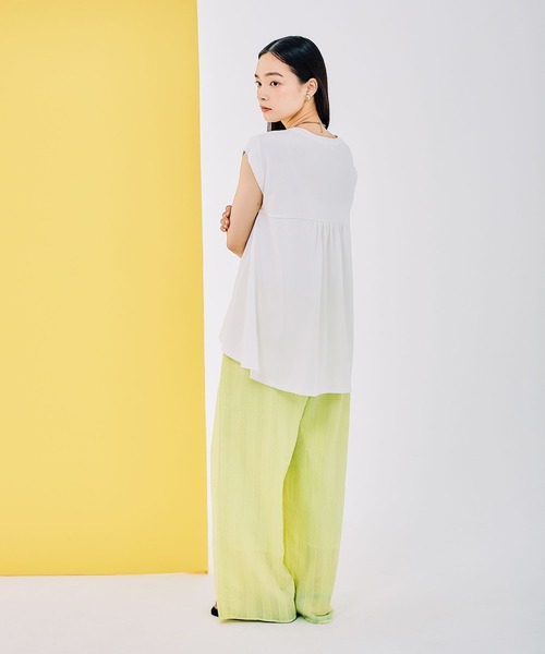 LEPSIM（レプシィム）の「バックデザインフレンチスリーブ　290768（Tシャツ/カットソー・レディース・チャコールグレー/オフホワイト/イエロー系その他・FREE）」の6枚目の写真