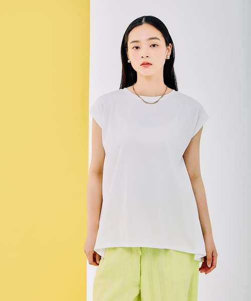 LEPSIM（レプシィム）の「バックデザインフレンチスリーブ　290768（Tシャツ/カットソー・レディース・チャコールグレー/オフホワイト/イエロー系その他・FREE）」の7枚目の写真