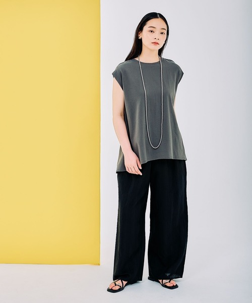 LEPSIM（レプシィム）の「バックデザインフレンチスリーブ　290768（Tシャツ/カットソー・レディース・チャコールグレー/オフホワイト/イエロー系その他・FREE）」の11枚目の写真