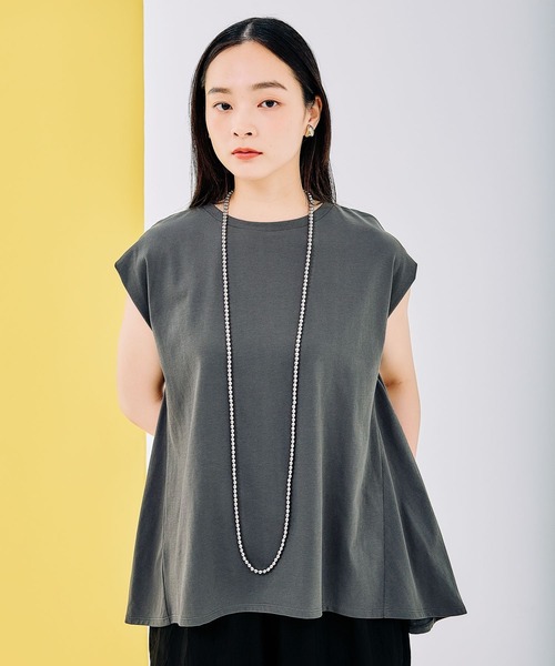 LEPSIM（レプシィム）の「バックデザインフレンチスリーブ　290768（Tシャツ/カットソー・レディース・チャコールグレー/オフホワイト/イエロー系その他・FREE）」の13枚目の写真