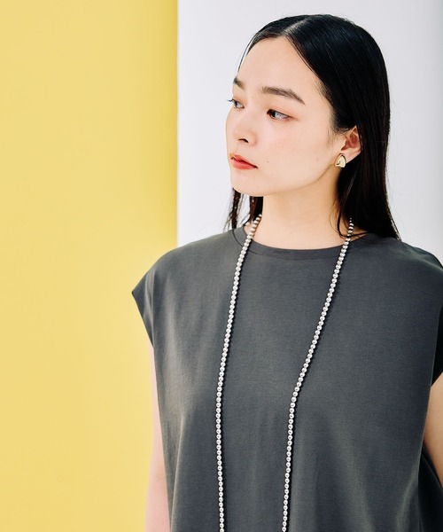 LEPSIM（レプシィム）の「バックデザインフレンチスリーブ　290768（Tシャツ/カットソー・レディース・チャコールグレー/オフホワイト/イエロー系その他・FREE）」の15枚目の写真