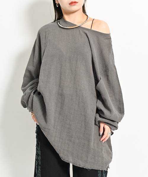 CITYSHOP（シティーショップ）の「《追加》ASA/C BIO WASH PULLOVER 3：ブラウス（シャツ/ブラウス・レディース・チャコールグレー/ホワイト/ブルー系その他・FREE）」の3枚目の写真