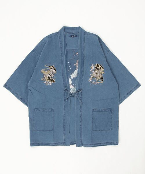 JOHN'S CLOSET（ジョンズクローゼット）の「【13】和柄刺繍 デニム法被（浴衣・メンズ・ブルー/ブラック/ネイビー・FREE）」の3枚目の写真