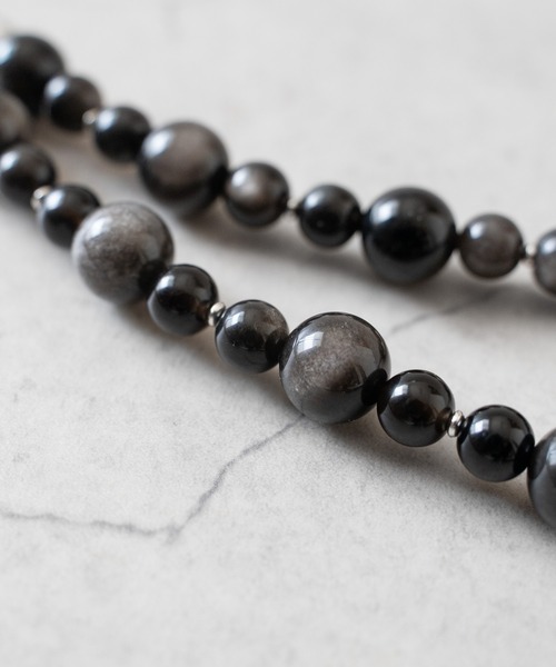 Senti（センティ）の「【 SENTI 】'JYUZU' NECKLACE　天然石”数珠”ネックレス 2039（ネックレス・メンズ・グレー系その他/ブラック・FREE）」の7枚目の写真