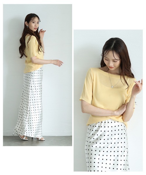 Sawa a la mode（サワアラモード）の「ボートネックサマーニットトップス（ニット/セーター・レディース・ブルー/ブラック/ホワイト/ピンク/グリーン/イエロー・FREE）」の17枚目の写真