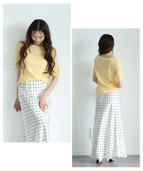 Sawa a la mode（サワアラモード）の「ボートネックサマーニットトップス（ニット/セーター・レディース・ブルー/ブラック/ホワイト/ピンク/グリーン/イエロー・FREE）」の19枚目の写真