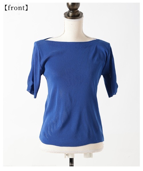 Sawa a la mode（サワアラモード）の「ボートネックサマーニットトップス（ニット/セーター・レディース・ブルー/ブラック/ホワイト/ピンク/グリーン/イエロー・FREE）」の7枚目の写真