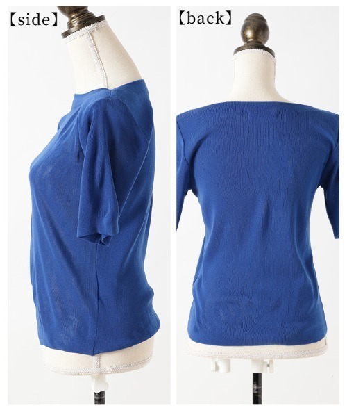 Sawa a la mode（サワアラモード）の「ボートネックサマーニットトップス（ニット/セーター・レディース・ブルー/ブラック/ホワイト/ピンク/グリーン/イエロー・FREE）」の8枚目の写真