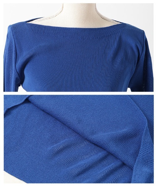 Sawa a la mode（サワアラモード）の「ボートネックサマーニットトップス（ニット/セーター・レディース・ブルー/ブラック/ホワイト/ピンク/グリーン/イエロー・FREE）」の9枚目の写真