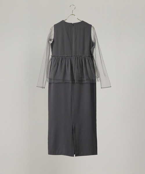 セール】シアートップス パールペプラムワンピース パーティー ドレス