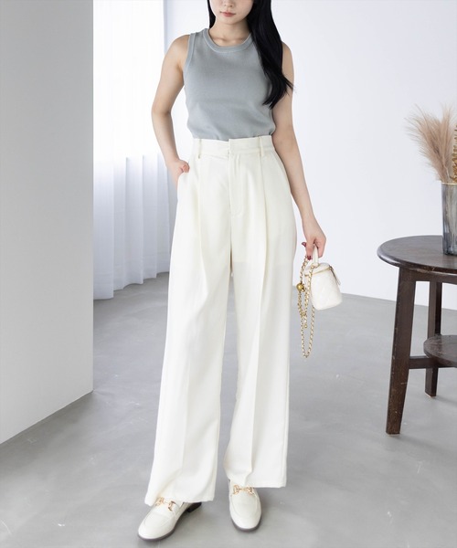 CLEAR BASIC（クリアベーシック）の「無地&柄アメスリニットトップス[着回し力抜群 タンクトップ 大人 カジュアル]（タンクトップ・レディース・ブラック系その他/レッド/グレー/ブラック・F）」の6枚目の写真