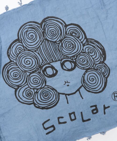 ScoLar(スカラー)の「652335:スカラーちゃんストール(ストール/ショール・レディース・アイボリー/チャコールグレー/ブルー・FREE)」の4枚目の写真