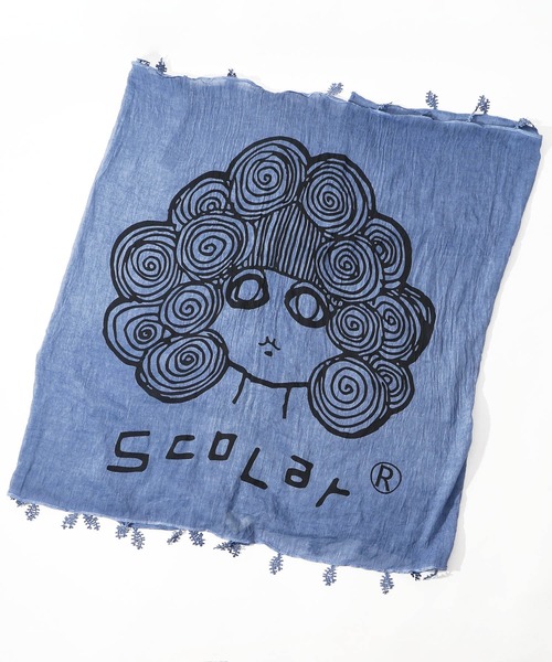 ScoLar(スカラー)の「652335:スカラーちゃんストール(ストール/ショール・レディース・アイボリー/チャコールグレー/ブルー・FREE)」の3枚目の写真
