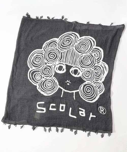 ScoLar(スカラー)の「652335:スカラーちゃんストール(ストール/ショール・レディース・アイボリー/チャコールグレー/ブルー・FREE)」の16枚目の写真