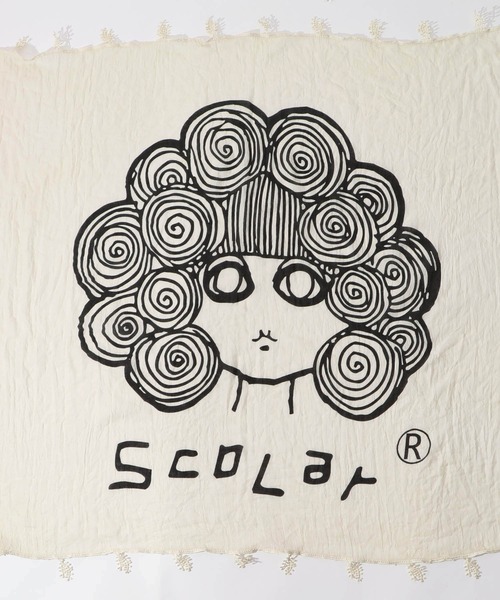 ScoLar(スカラー)の「652335:スカラーちゃんストール(ストール/ショール・レディース・アイボリー/チャコールグレー/ブルー・FREE)」の17枚目の写真