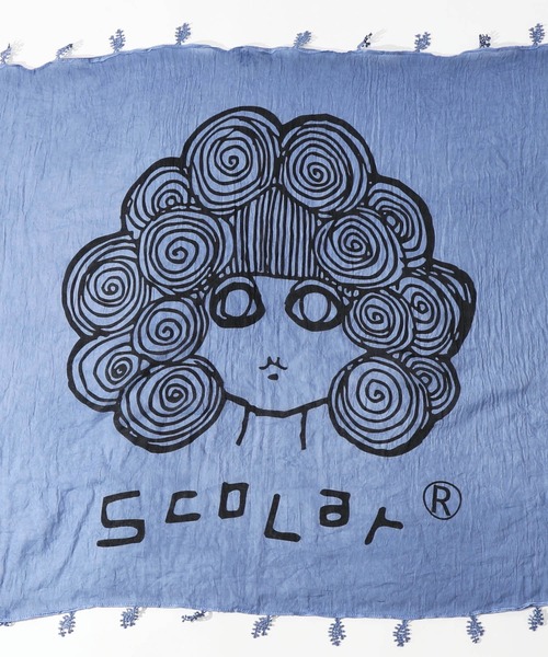 ScoLar(スカラー)の「652335:スカラーちゃんストール(ストール/ショール・レディース・アイボリー/チャコールグレー/ブルー・FREE)」の14枚目の写真