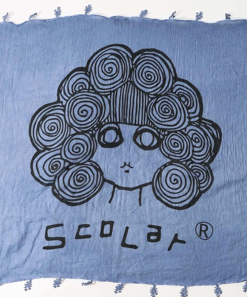 ScoLar(スカラー)の「652335:スカラーちゃんストール(ストール/ショール・レディース・アイボリー/チャコールグレー/ブルー・FREE)」の12枚目の写真