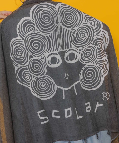 ScoLar(スカラー)の「652335:スカラーちゃんストール(ストール/ショール・レディース・アイボリー/チャコールグレー/ブルー・FREE)」の18枚目の写真