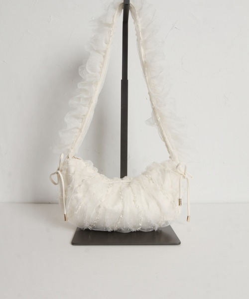 tocco closet（トッコ　クローゼット）の「【ZOZO限定】チュールドットシャーリングショルダーバッグ（ショルダーバッグ・レディース・アイボリー/ブラック・FREE）」の13枚目の写真