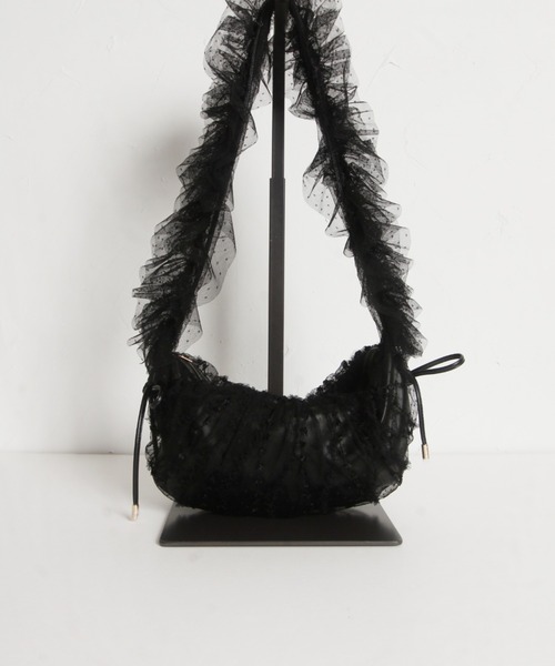 tocco closet（トッコ　クローゼット）の「【ZOZO限定】チュールドットシャーリングショルダーバッグ（ショルダーバッグ・レディース・アイボリー/ブラック・FREE）」の12枚目の写真