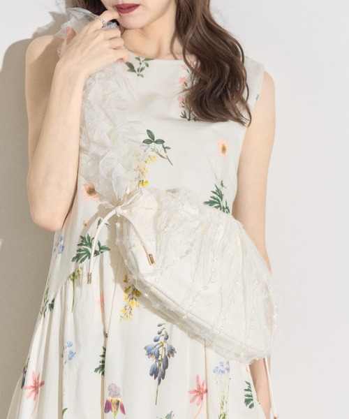 tocco closet（トッコ　クローゼット）の「【ZOZO限定】チュールドットシャーリングショルダーバッグ（ショルダーバッグ・レディース・アイボリー/ブラック・FREE）」の6枚目の写真