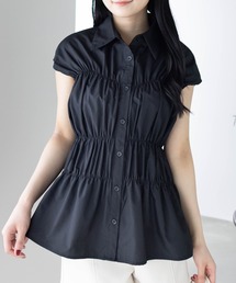 CLEAR BASIC | フレンチスリーブシャーリングブラウス[オフィスカジュアル 着回し抜群 大人]≪CLEAR BASIC≫(シャツ/ブラウス)