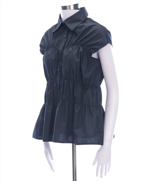 CLEAR BASIC（クリアベーシック）の「フレンチスリーブシャーリングブラウス[オフィスカジュアル 着回し抜群 大人]≪SS新作≫（シャツ/ブラウス・レディース・ブラック/オフホワイト/ブルー系その他・F）」の9枚目の写真