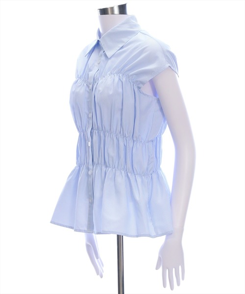 CLEAR BASIC（クリアベーシック）の「フレンチスリーブシャーリングブラウス[オフィスカジュアル 着回し抜群 大人]≪SS新作≫（シャツ/ブラウス・レディース・ブラック/オフホワイト/ブルー系その他・F）」の13枚目の写真