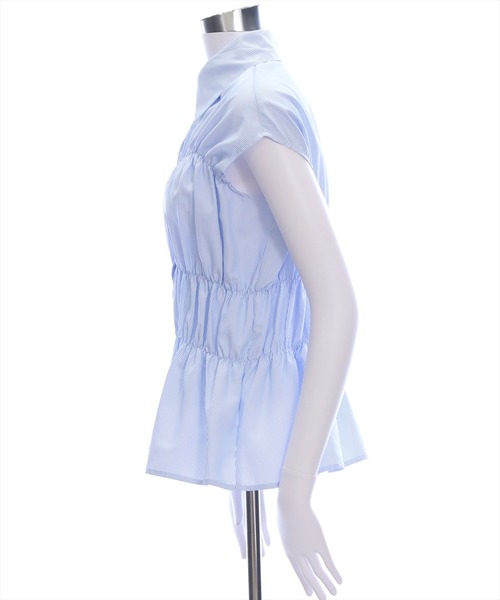 CLEAR BASIC（クリアベーシック）の「フレンチスリーブシャーリングブラウス[オフィスカジュアル 着回し抜群 大人]≪SS新作≫（シャツ/ブラウス・レディース・ブラック/オフホワイト/ブルー系その他・F）」の14枚目の写真