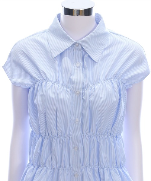 CLEAR BASIC（クリアベーシック）の「フレンチスリーブシャーリングブラウス[オフィスカジュアル 着回し抜群 大人]≪SS新作≫（シャツ/ブラウス・レディース・ブラック/オフホワイト/ブルー系その他・F）」の19枚目の写真