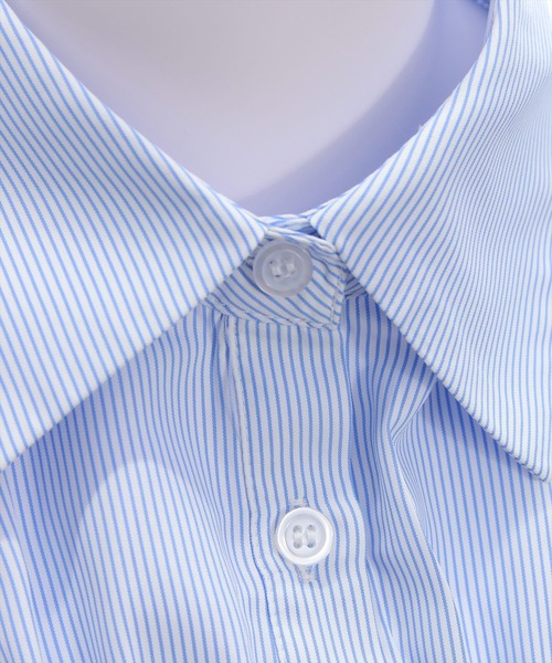 CLEAR BASIC（クリアベーシック）の「フレンチスリーブシャーリングブラウス[オフィスカジュアル 着回し抜群 大人]≪SS新作≫（シャツ/ブラウス・レディース・ブラック/オフホワイト/ブルー系その他・F）」の21枚目の写真