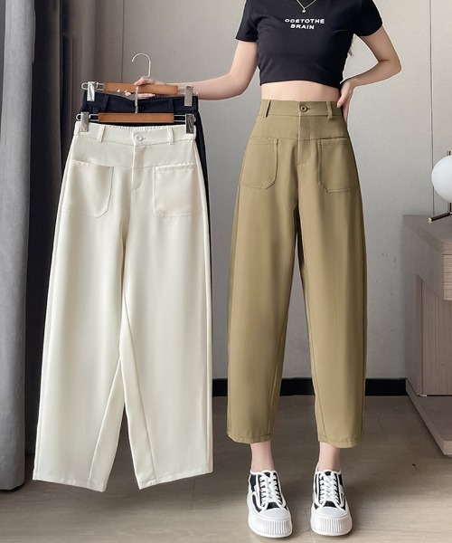 shoppinggo(ショッピングゴー)の「テーパードパンツ アンクル丈 細型 リラックスパンツ(スラックス・レディース・アイボリー/ブラック/グレー/キャメル・M)」の5枚目の写真