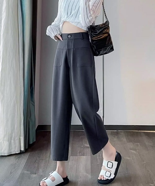 shoppinggo(ショッピングゴー)の「テーパードパンツ アンクル丈 細型 リラックスパンツ(スラックス・レディース・アイボリー/ブラック/グレー/キャメル・M)」の11枚目の写真