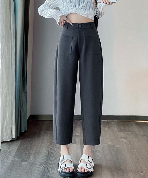 shoppinggo(ショッピングゴー)の「テーパードパンツ アンクル丈 細型 リラックスパンツ(スラックス・レディース・アイボリー/ブラック/グレー/キャメル・M)」の12枚目の写真