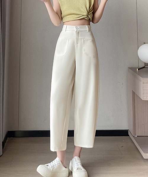 shoppinggo(ショッピングゴー)の「テーパードパンツ アンクル丈 細型 リラックスパンツ(スラックス・レディース・アイボリー/ブラック/グレー/キャメル・M)」の14枚目の写真