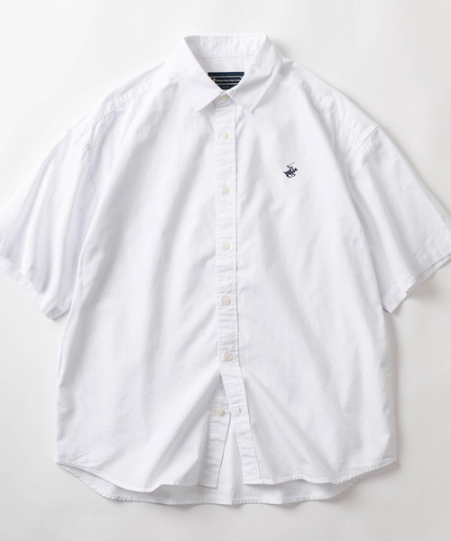 BEVERLY HILLS POLO CLUB（ビバリーヒルズポロクラブ）の「【71】【BEVERLY HILLS POLO CLUB/ビバリーヒルズポロクラブ】オーバーサイズ ワンポイント 刺繍 レギュラーカラー 半袖シャツ（シャツ/ブラウス・メンズ・ブラック/ブルー/ダークブルー/ホワイト・M/L/XL）」の2枚目の写真