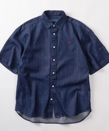 【71】【BEVERLY HILLS POLO CLUB/ビバリーヒルズポロクラブ】オーバーサイズ ワンポイント 刺繍 レギュラーカラー 半袖シャツ