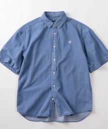 【71】【BEVERLY HILLS POLO CLUB/ビバリーヒルズポロクラブ】オーバーサイズ ワンポイント 刺繍 レギュラーカラー 半袖シャツ
