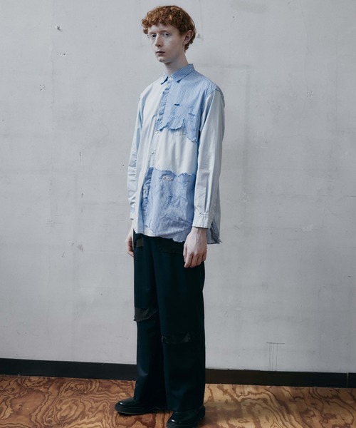 meagratia（メアグラーティア）の「Striped frayed SH（シャツ/ブラウス・メンズ・サックスブルー系・1/2）」の11枚目の写真