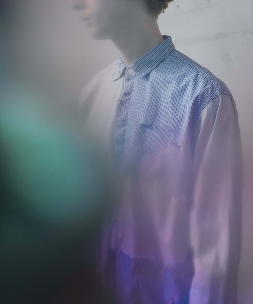 meagratia（メアグラーティア）の「Striped frayed SH（シャツ/ブラウス・メンズ・サックスブルー系・1/2）」の10枚目の写真