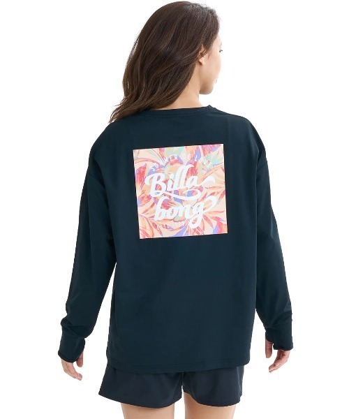 BILLABONG(ビラボン)の「BILLABONG レディース MORFY LS TEE RASH 長袖ラッシュガード 【2025年夏モデル】/ビラボンバックプリント水陸両用速乾UVケア長袖ラッシュガード(水着)(ラッシュガード・レディース・ブラック/ホワイト×ブラック/エンジ・MEDIUM/LARGE)」の3枚目の写真