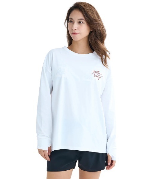 BILLABONG(ビラボン)の「BILLABONG レディース MORFY LS TEE RASH 長袖ラッシュガード 【2025年夏モデル】/ビラボンバックプリント水陸両用速乾UVケア長袖ラッシュガード(水着)(ラッシュガード・レディース・ブラック/ホワイト×ブラック/エンジ・MEDIUM/LARGE)」の9枚目の写真