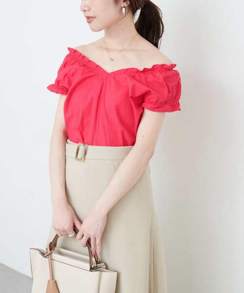 natural couture(ナチュラルクチュール)の「綿麻ギャザーフリルブラウス(シャツ/ブラウス・レディース・その他1/グリーン/オフホワイト/ブルー/ピンク系その他/ブラック・FREE)」の13枚目の写真