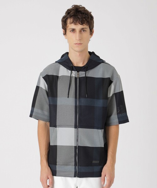 セール】クレストブリッジチェックカラミパーカー（パーカー）｜BLACK