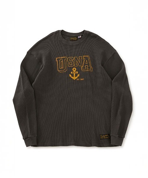 BLUE BLUE（ブルーブルー）の「SOUTHERN MFG CO. BLUEBLUE /USNA ANCHOR ワッフルサーマル Tシャツ（Tシャツ/カットソー・メンズ・ホワイト/チャコールグレー・S/M/L/XL）」の2枚目の写真
