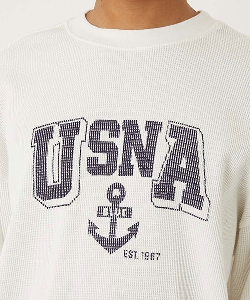 BLUE BLUE（ブルーブルー）の「SOUTHERN MFG CO. BLUEBLUE /USNA ANCHOR ワッフルサーマル Tシャツ（Tシャツ/カットソー・メンズ・ホワイト/チャコールグレー・S/M/L/XL）」の7枚目の写真