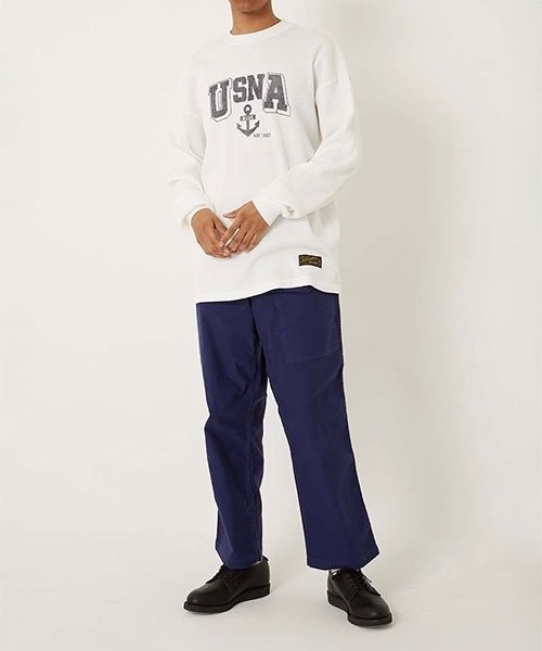 BLUE BLUE（ブルーブルー）の「SOUTHERN MFG CO. BLUEBLUE /USNA ANCHOR ワッフルサーマル Tシャツ（Tシャツ/カットソー・メンズ・ホワイト/チャコールグレー・S/M/L/XL）」の3枚目の写真